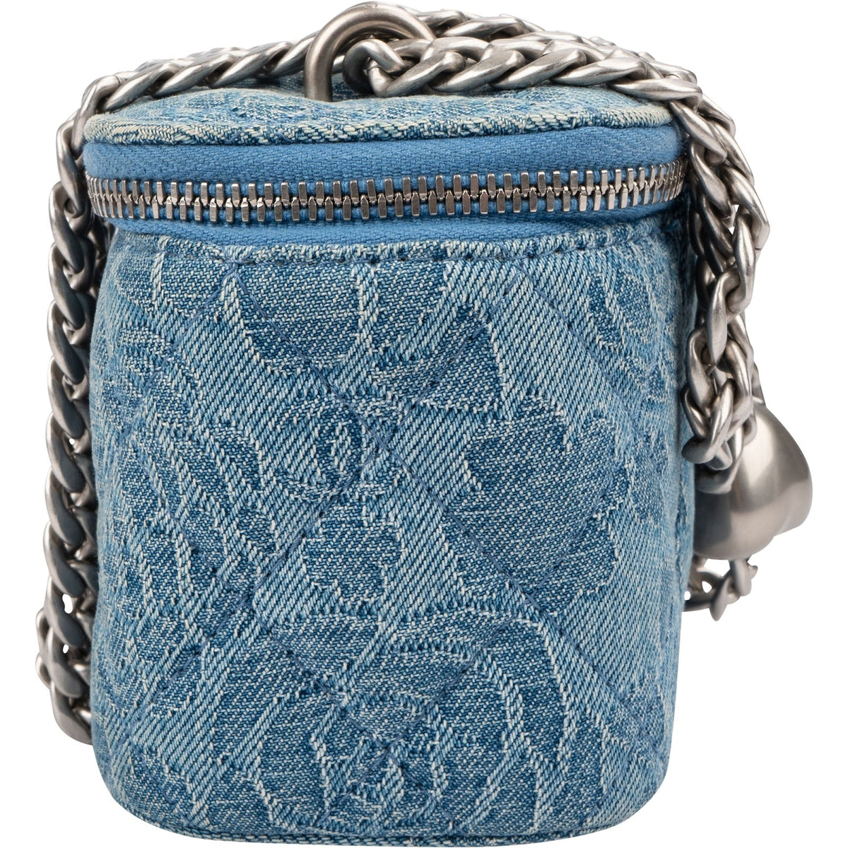 Chanel Quilted Denim Camellia Monogram Adjustable Mini Vanity Case Crossbody Bag