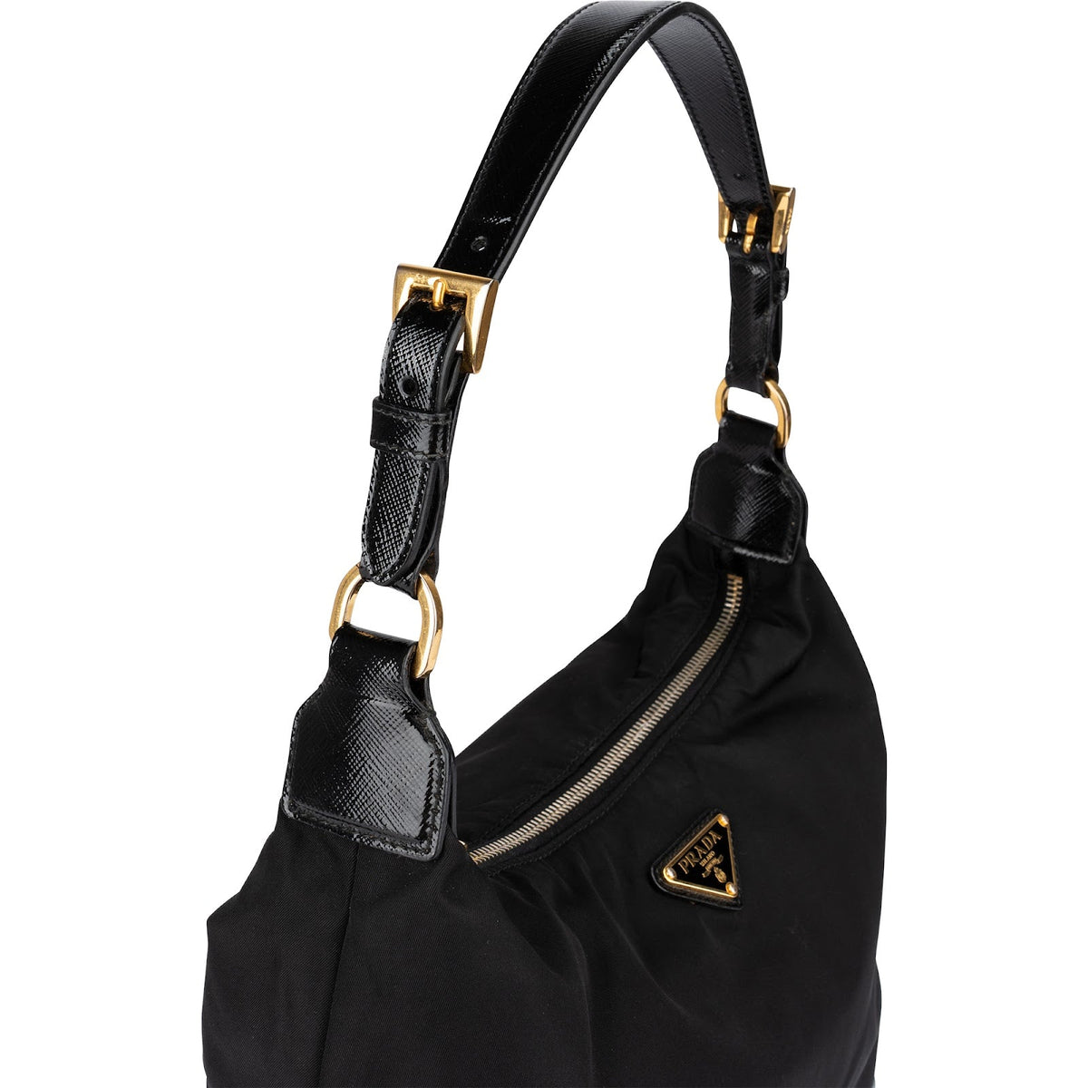 Prada Tessuto Saffiano Lux Leather Triangle Hobo Shoulder Bag