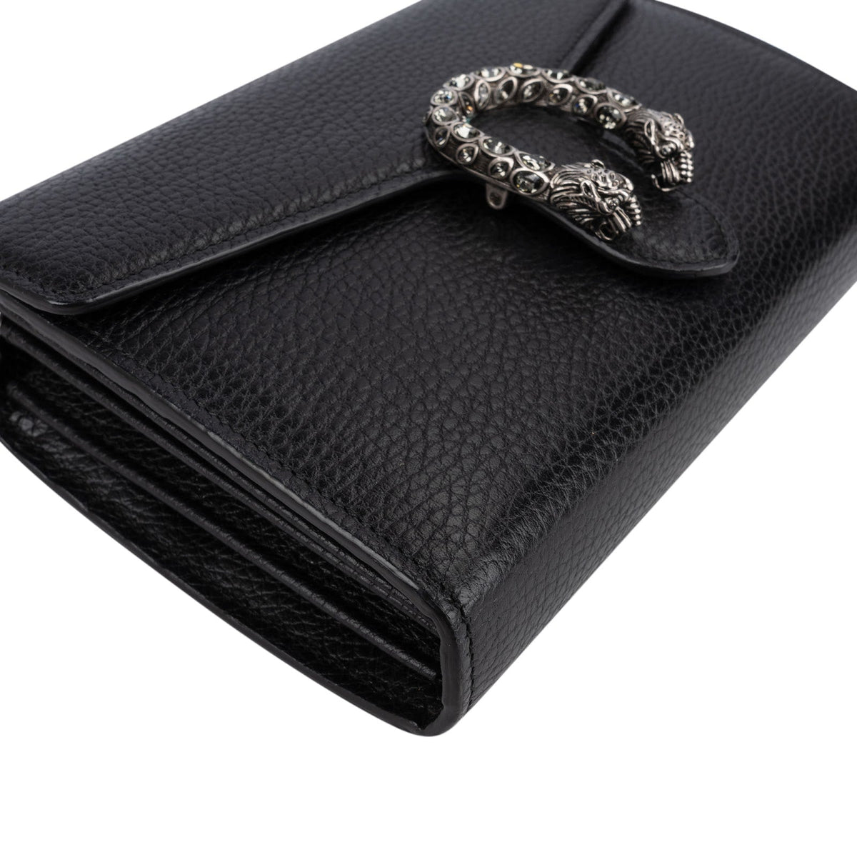 Gucci Grained Leather Crystal Dionysus Mini Chain Wallet Crossbody Bag