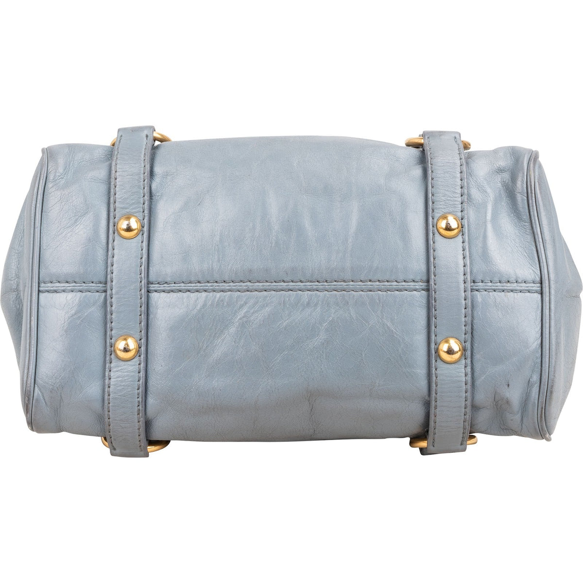 Miu Miu Light Blue Vitello Lux Bow Small Handbag