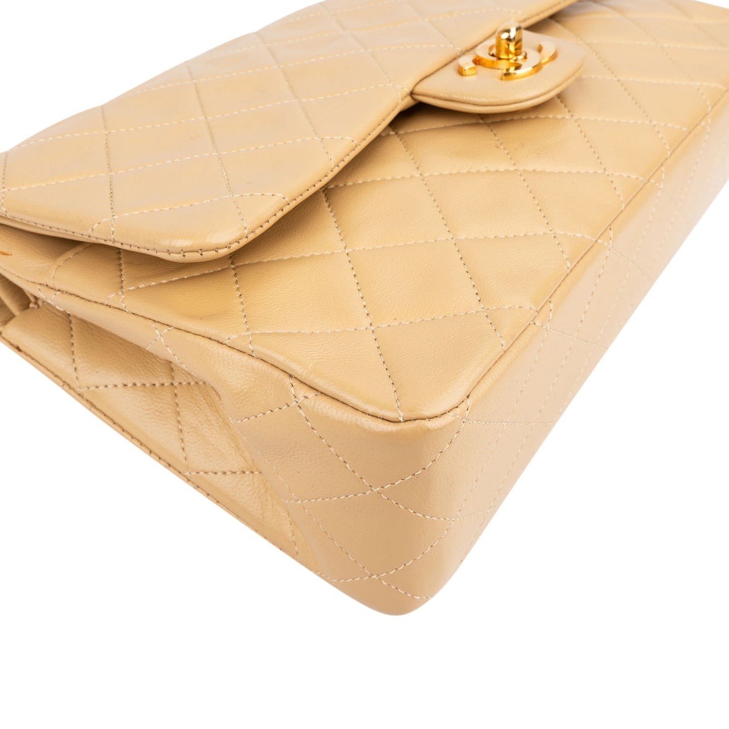 Chanel Quilted Lambskin 24K Medium Gold Double Flap Shoulder Bag