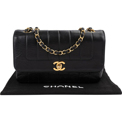 Chanel Vertical Quilted Lambskin 24K Gold Single Flap Crossbody Bag