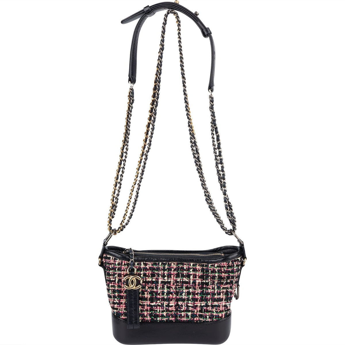 Chanel Tweed Leather Gabrielle Bicolor Chain Small Crossbody Bag