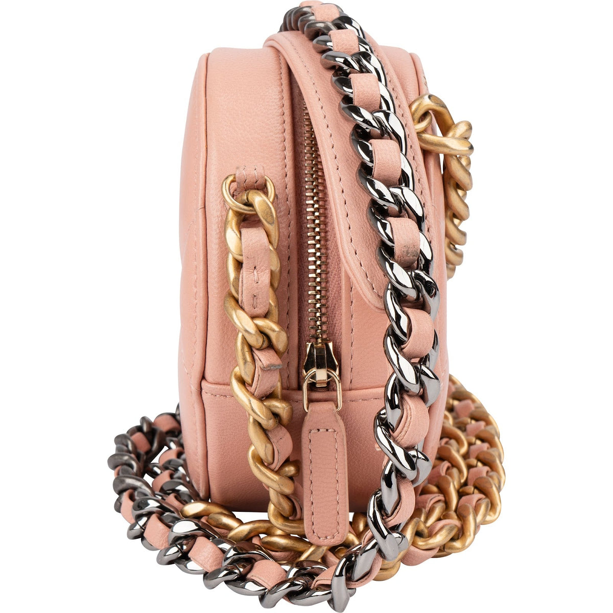 Chanel 19 Quilted Lambskin Round Crossbody Bag