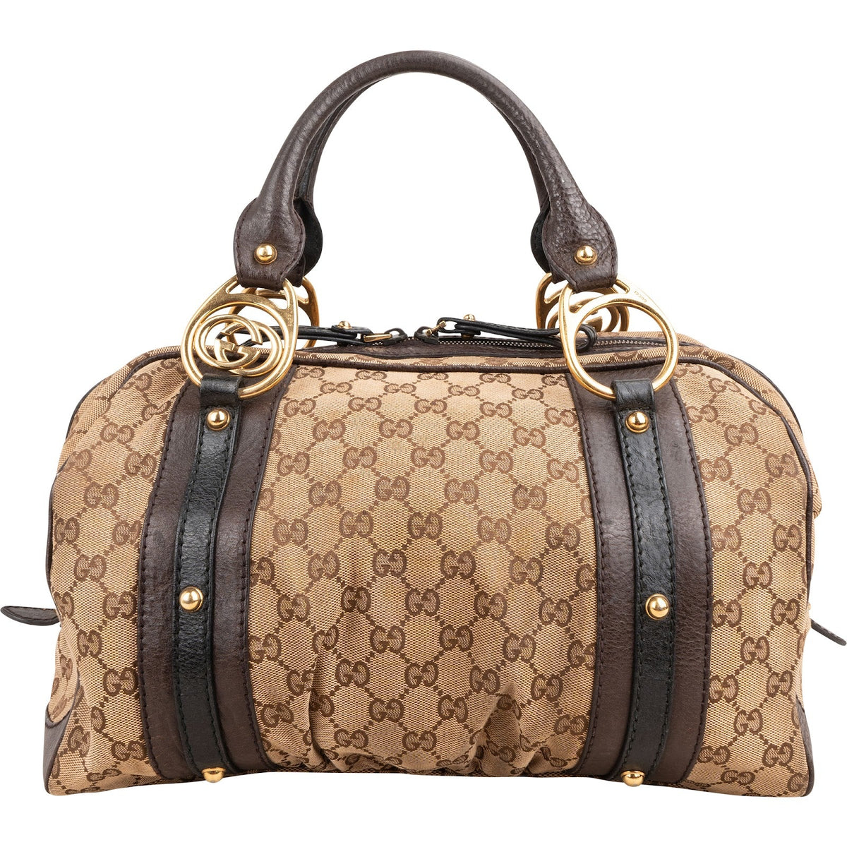 Gucci Monogram GG Canvas Interlocking G Soft Boston 35 Handbag