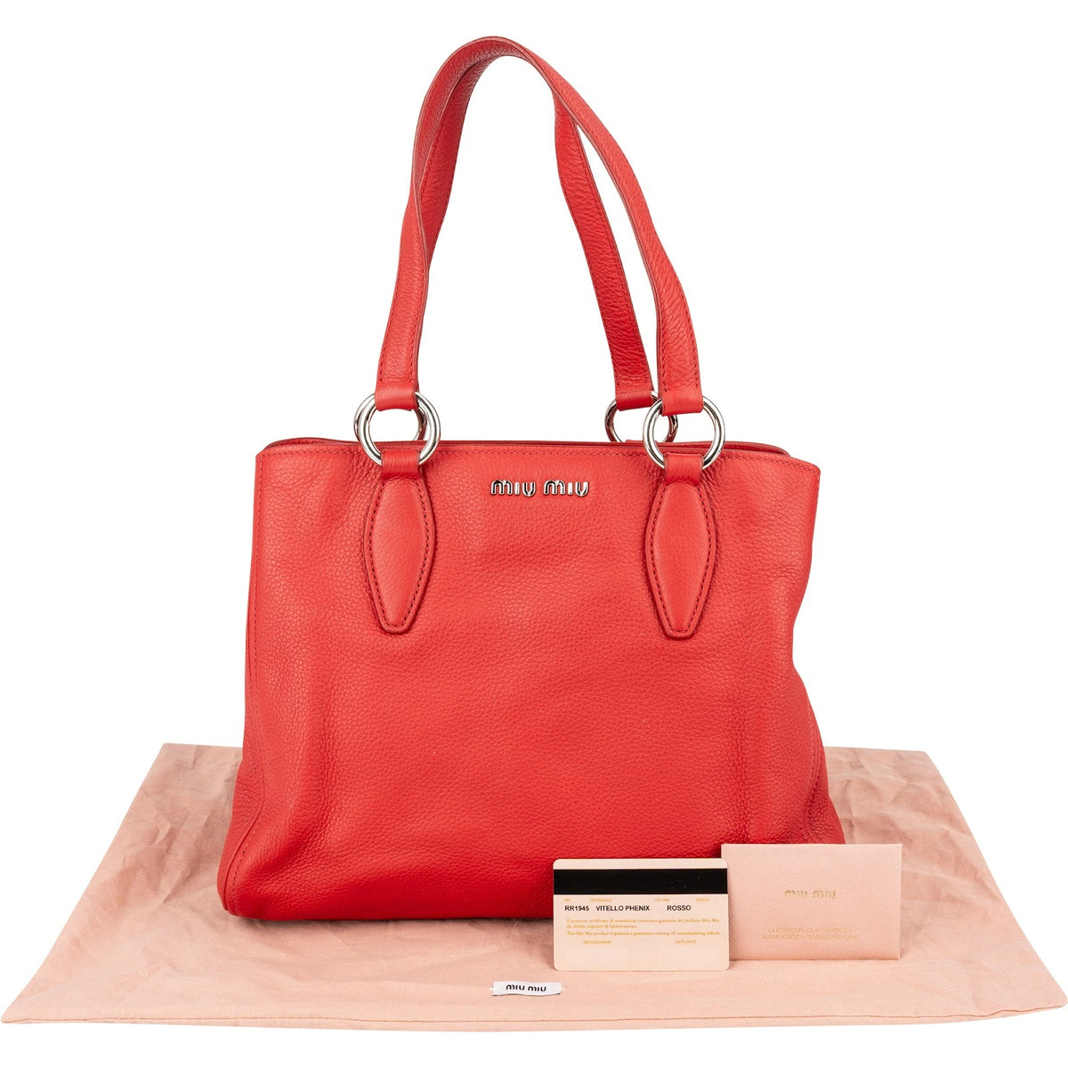 Miu Miu Tote aus rotem Vitello-Phenix-Leder – Ansicht 2