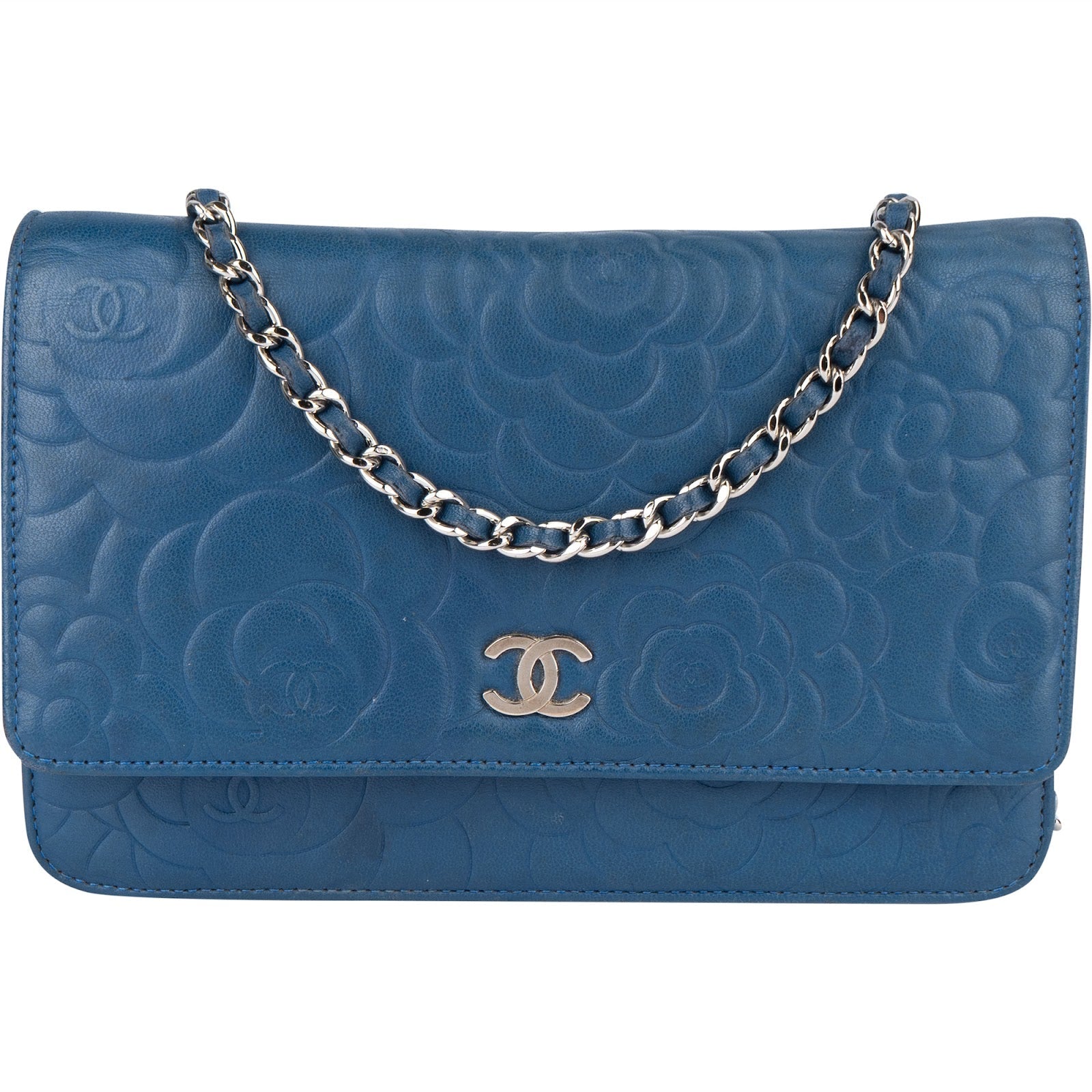 Chanel Embossed Leather Camellia Wallet On Chain Crossbody Bag