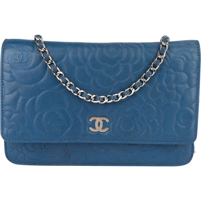 Chanel Embossed Leather Camellia Wallet On Chain Crossbody Bag