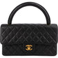 Chanel Quilted Lambskin Top Handle 24K Gold Single Flap Handbag