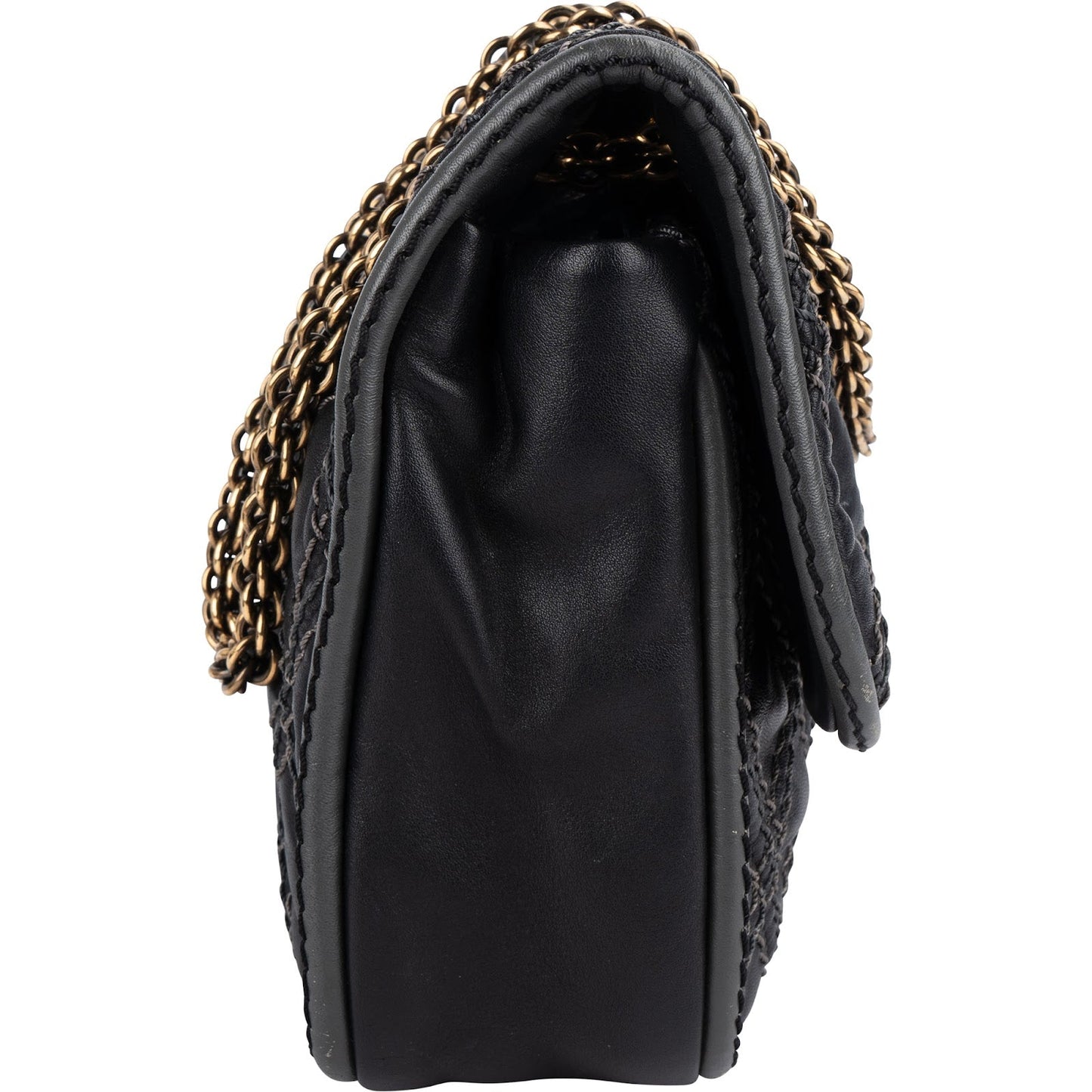 Chanel  Stitching Lambskin Single Flap Shoulder Bag