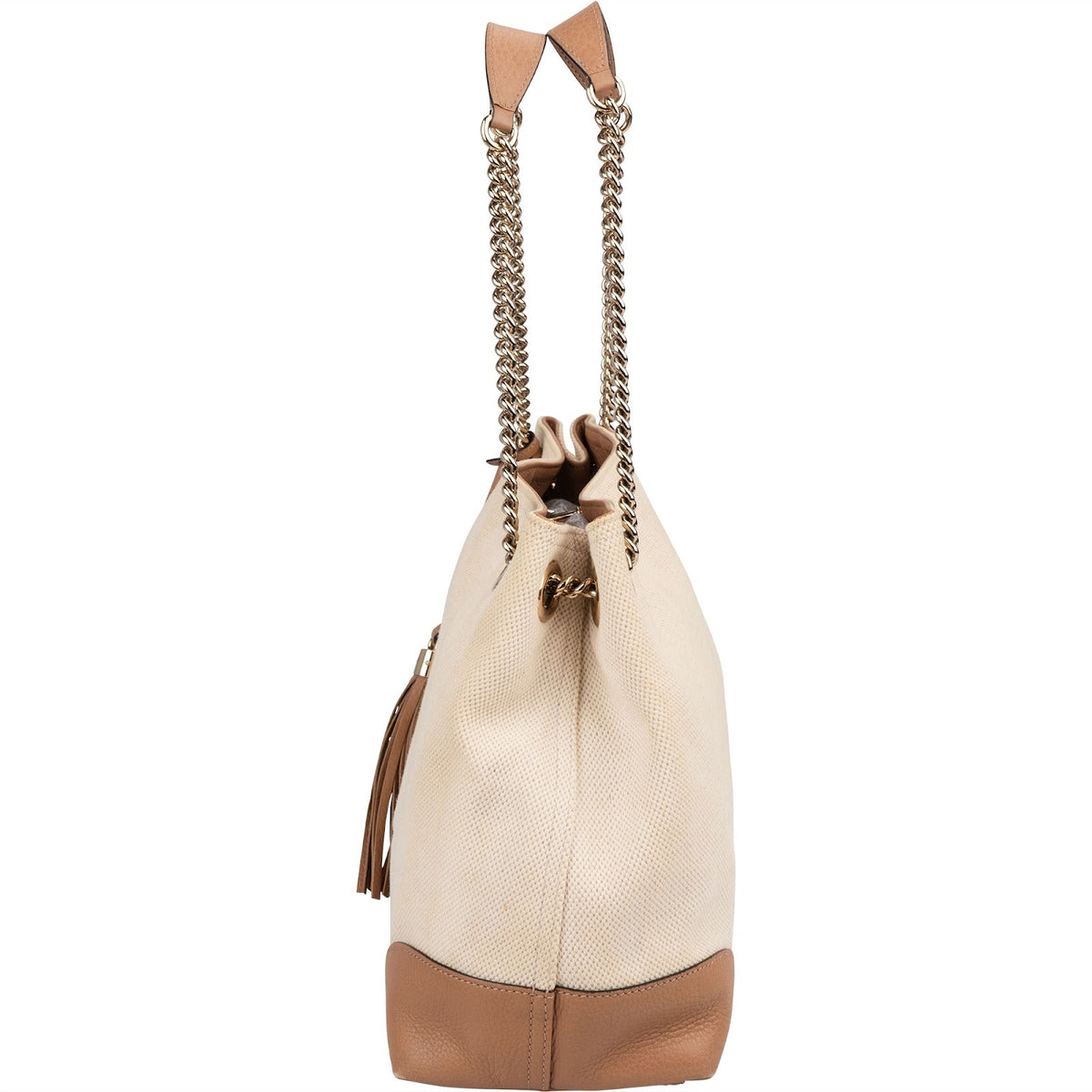 Gucci Perforated Leather Canvas GG Soho Crossbody Bag