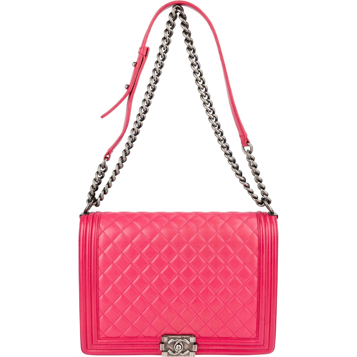 Chanel Pink Quilted Lambskin Large Boy Crossbody Bag