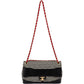 Chanel Striped Cotton Leather Single Flap Crossbody Bag
