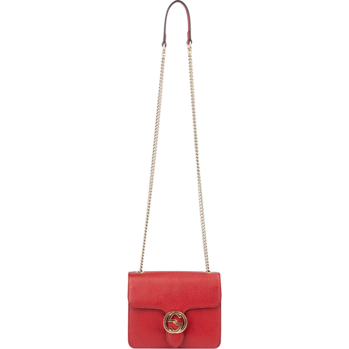 Gucci Grained Leather Interlocking GG Small Crossbody Bag