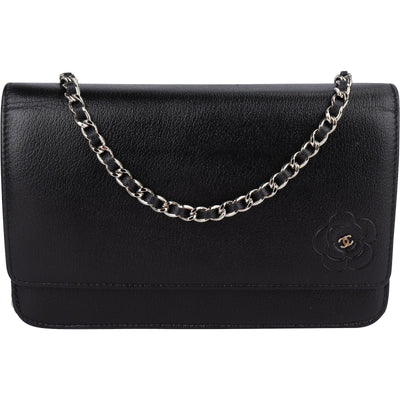 Chanel Chic Leather Camellia Wallet On Chain Crossbody Bag