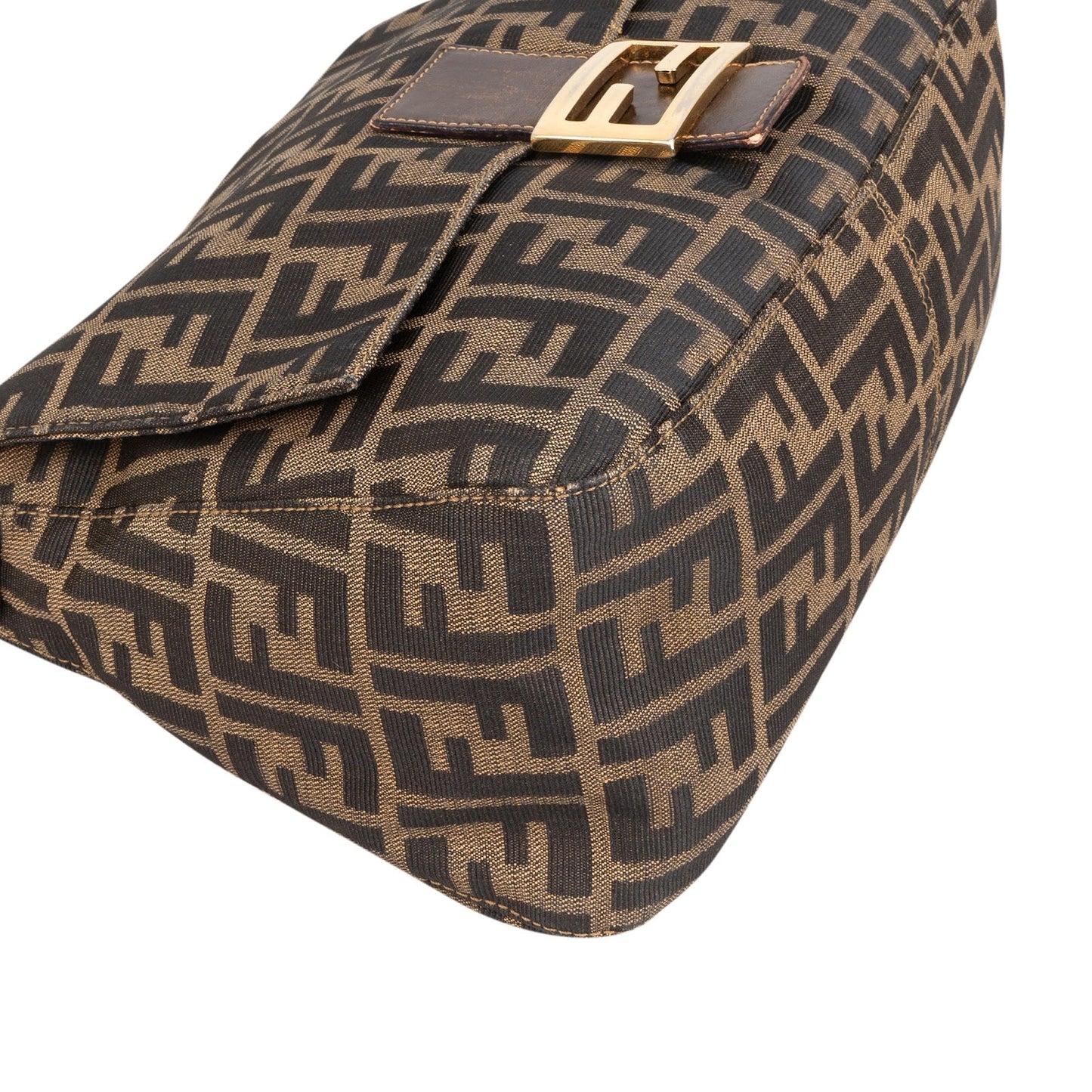 Fendi Monogram FF Zucca Canvas Baguette Mamma Hobo Shoulder Bag