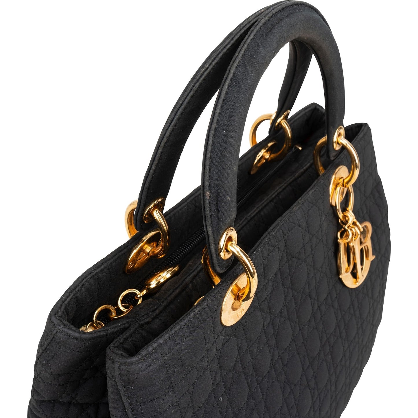 Christian Dior Quilted Nylon Medium Lady Dior Handbag