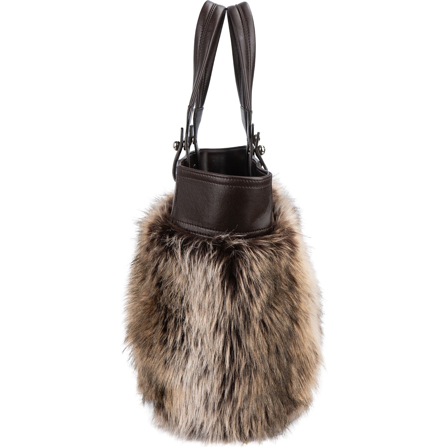 Chanel Faux Fur CC Charm Tote Handbag