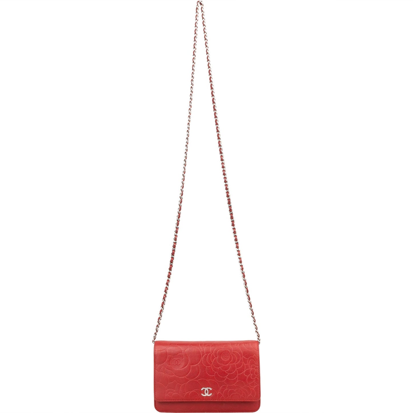 Chanel Leather Camellia Wallet On Chain Crossbody Bag
