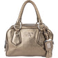 Prada Metallic Pebbled Leather Bauletto Handbag