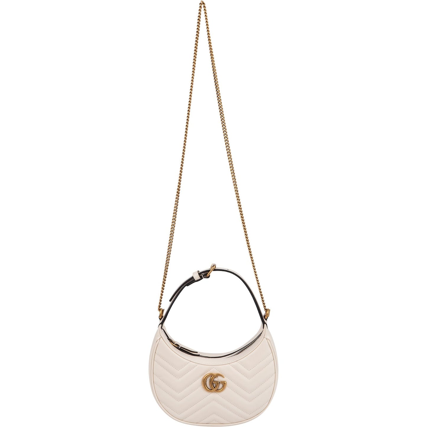GucciQuilted Leather GG Marmont Half-Moon-Shaped Mini Shoulder Bag