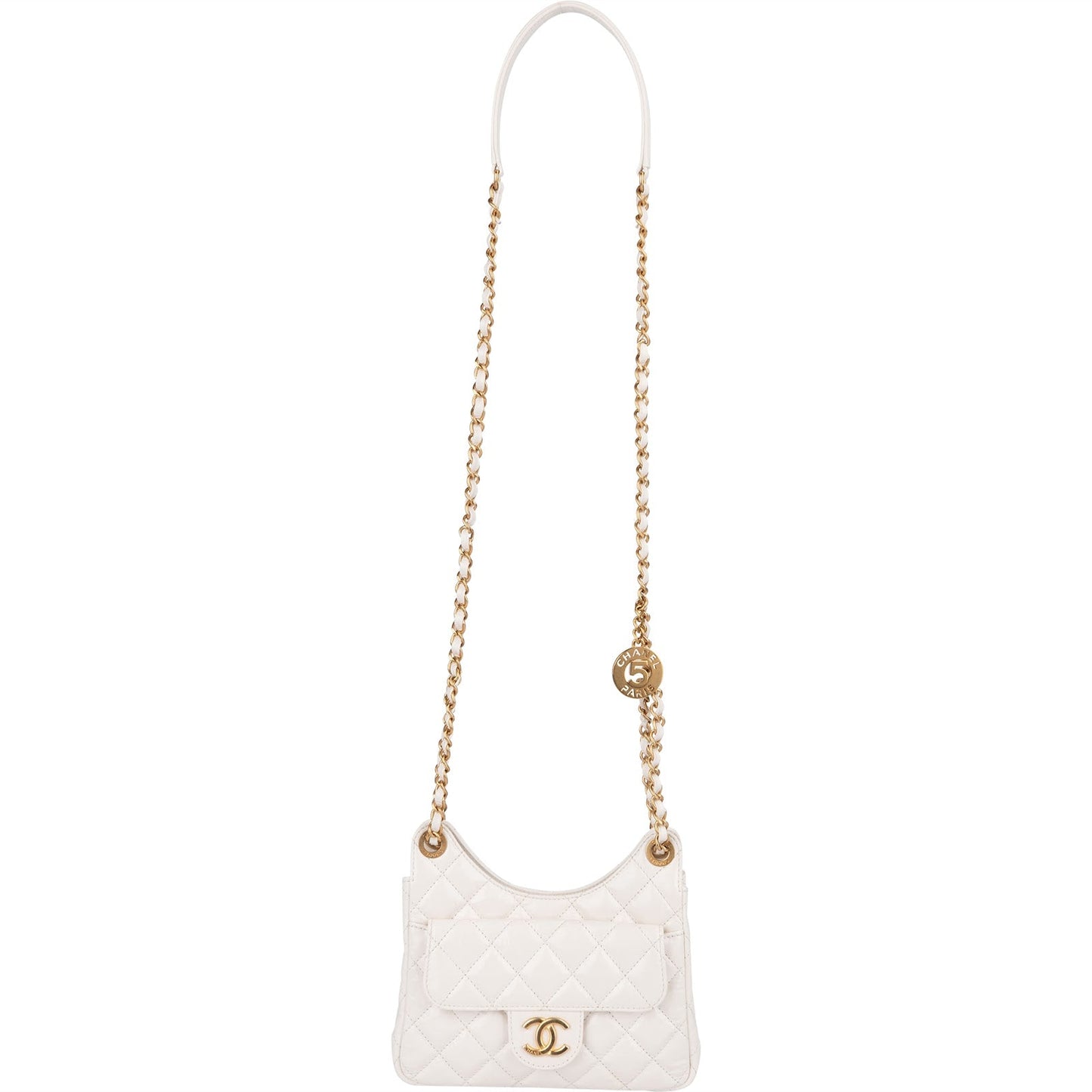 Chanel Quilted Shiny Leather Wavy CC Crossbody Bag