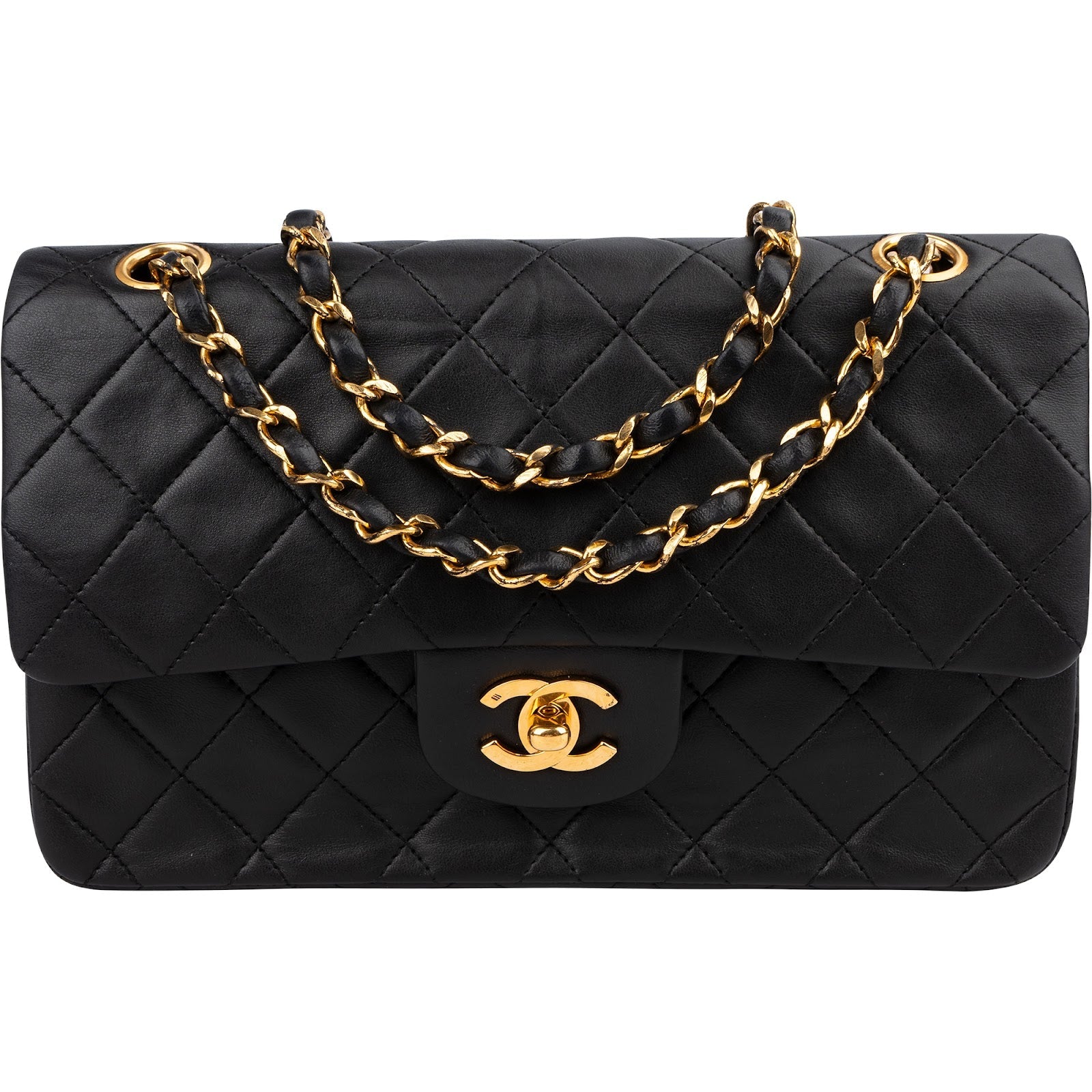 Chanel Quilted Lambskin Small 24K Gold Double Flap Shoulder Bag