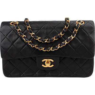 Chanel Quilted Lambskin Small 24K Gold Double Flap Shoulder Bag