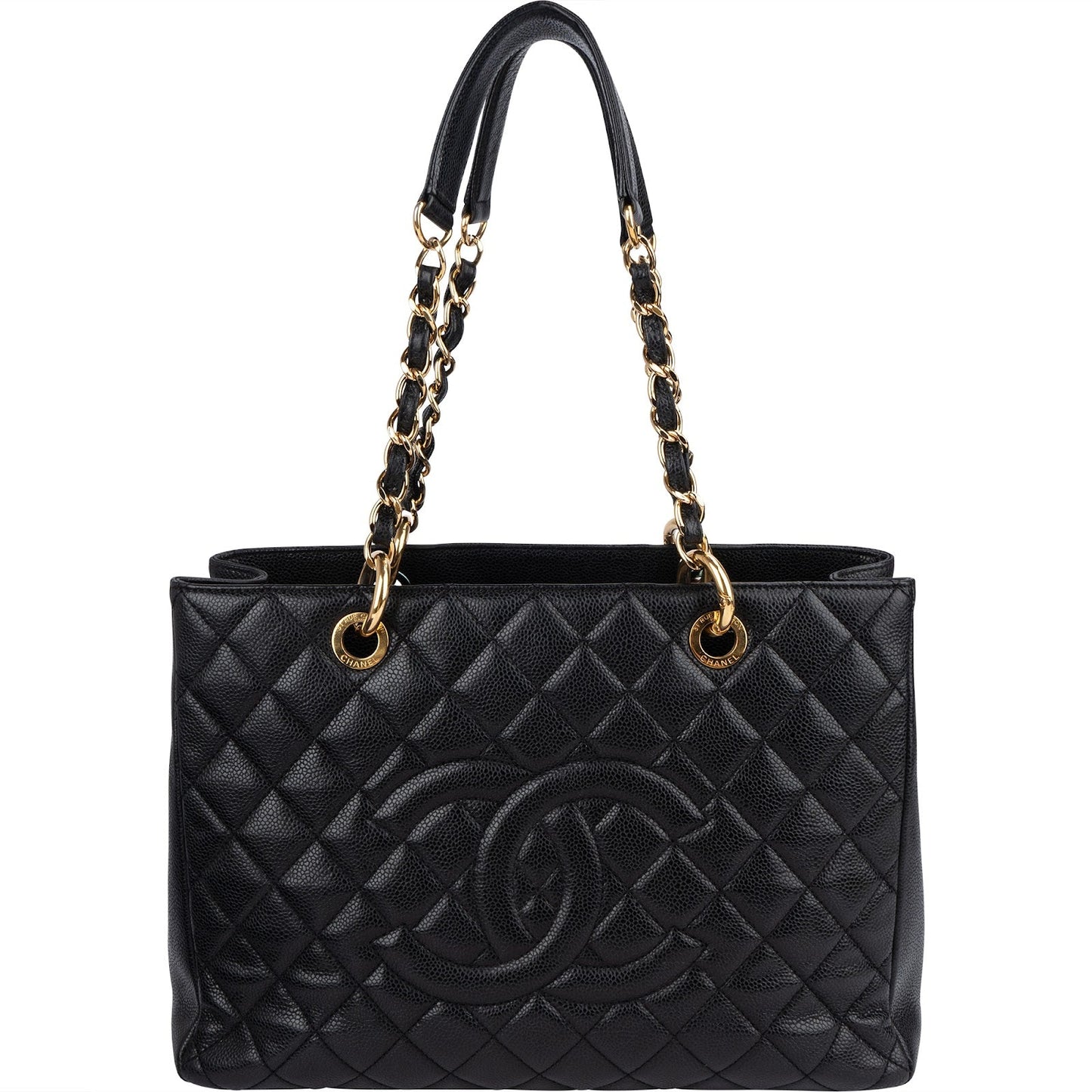 Chanel Quilted Caviar Leather Grand Shopping Tote Shoulder Bag