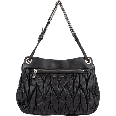 Miu Miu Matelassé Leather Hobo Shoulder Bag