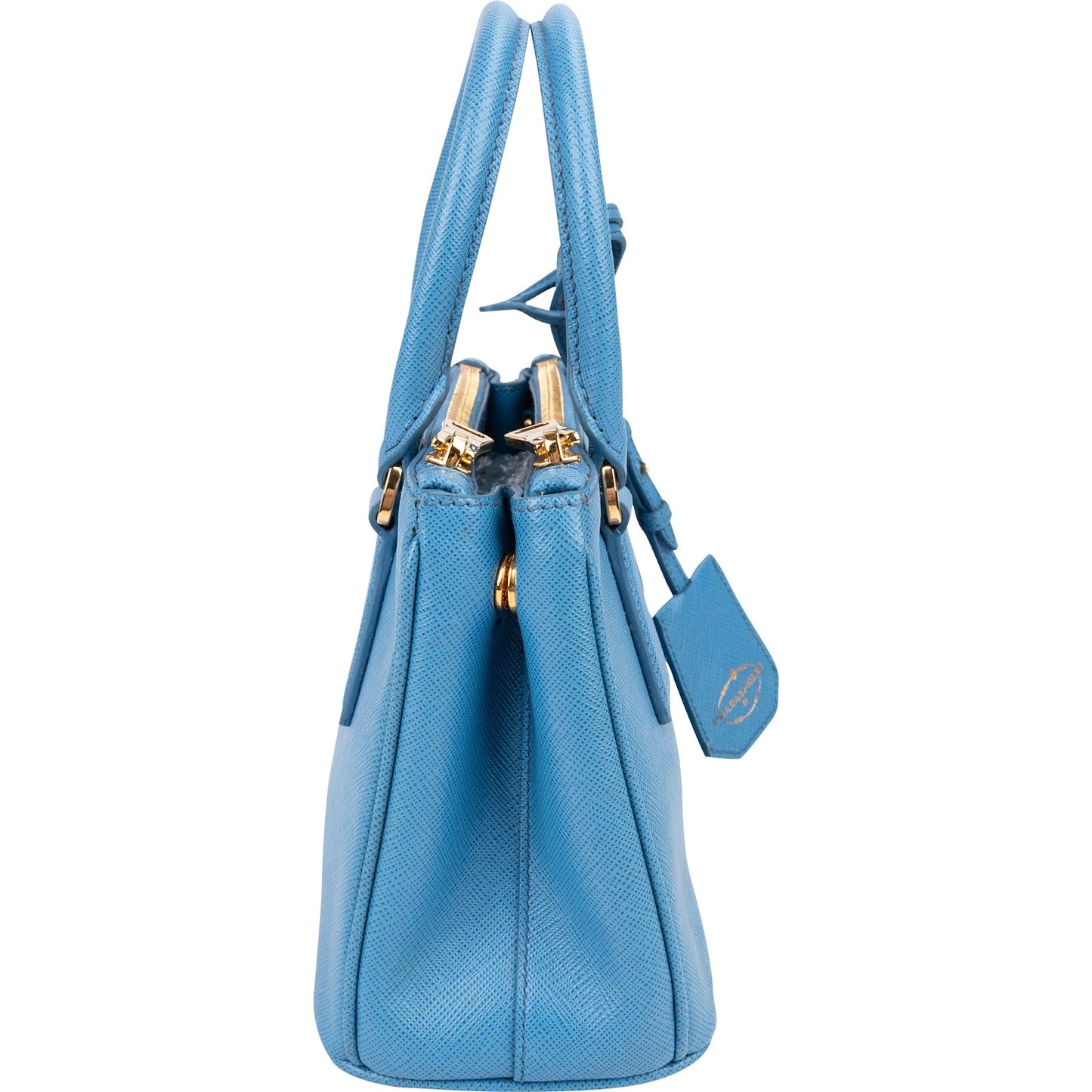 Prada Blue Saffiano Leather Pradasphere Galleria Micro Handbag