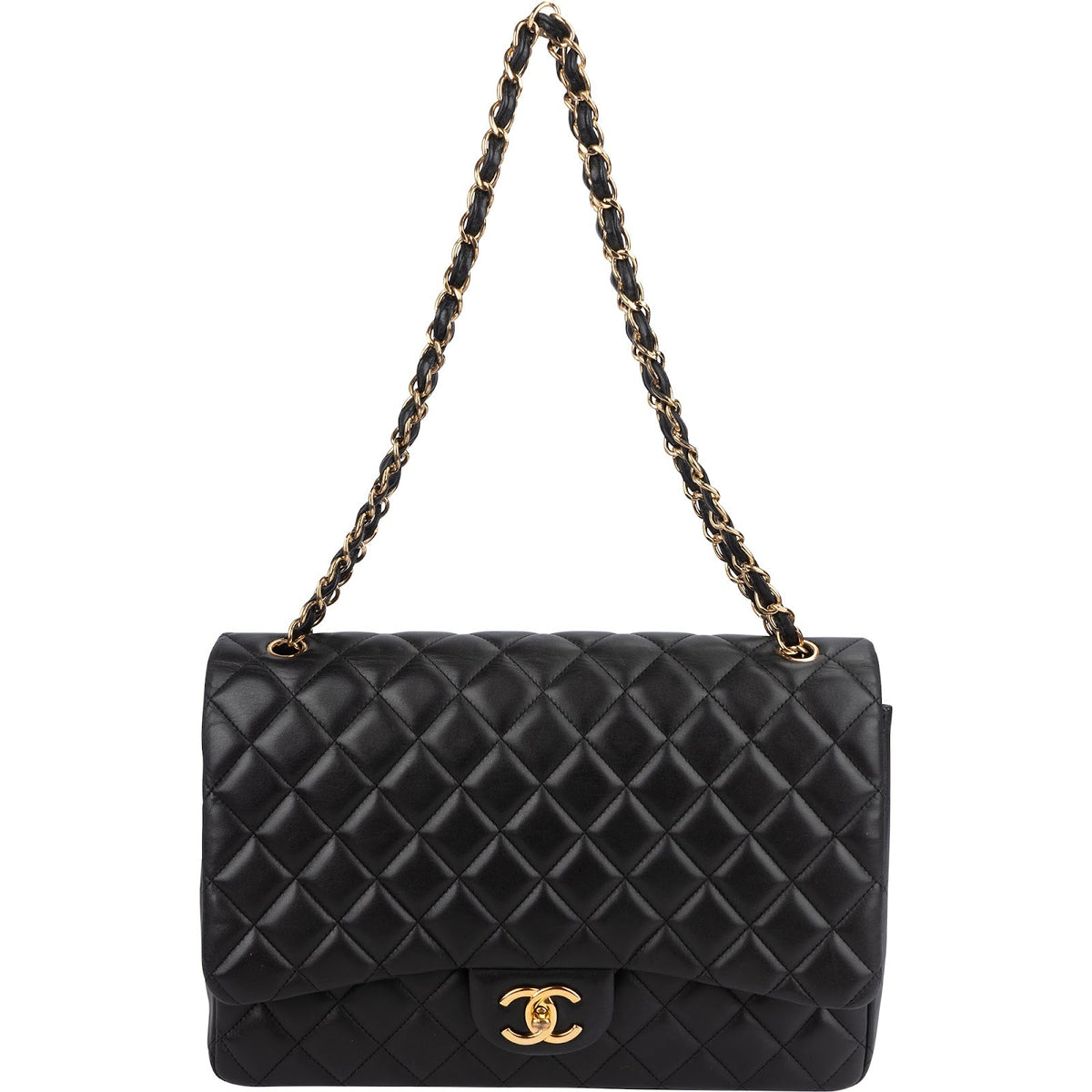 Chanel Quilted Lambskin Maxi Double Flap Crossbody Bag