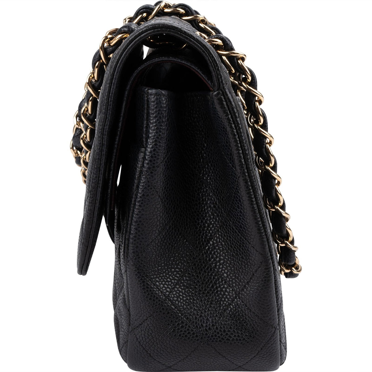 Chanel Quilted Caviar Leather Palladium Jumbo Double Flap Crossbody Bag
