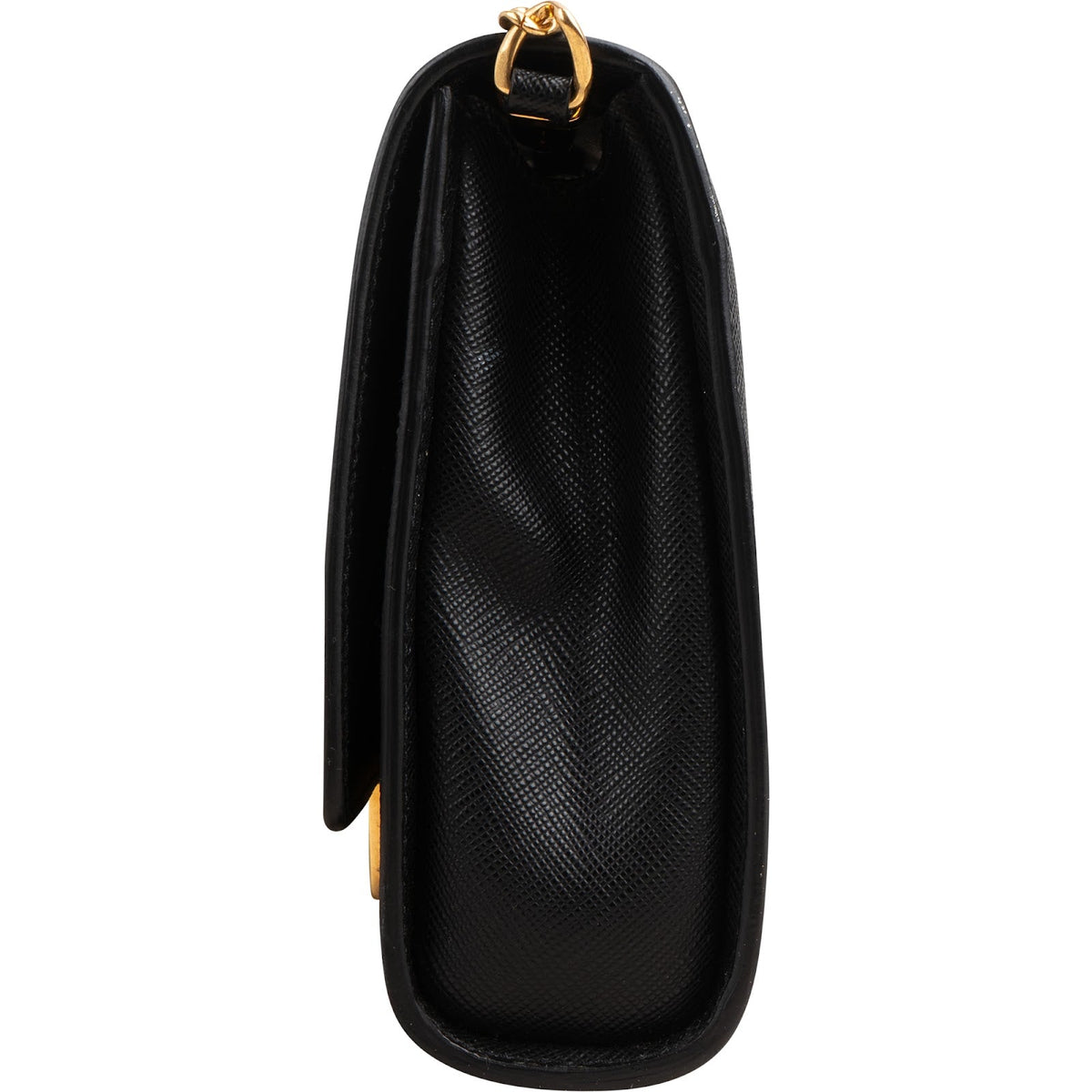 Prada Saffiano Leather Round Lock Flap Small Crossbody Bag