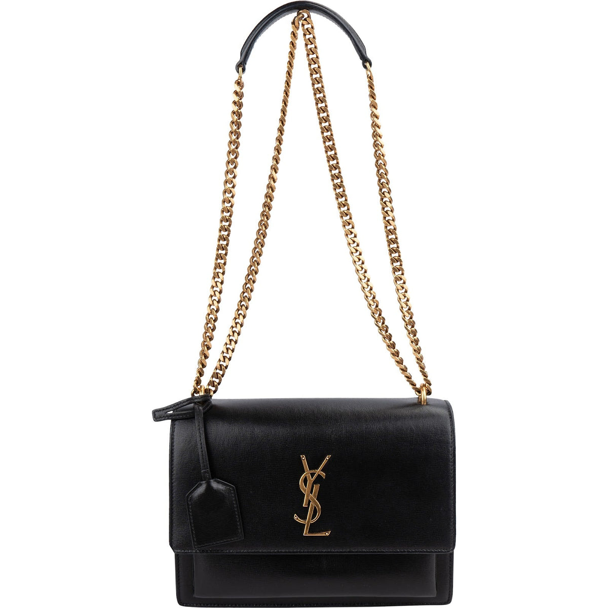 Saint Laurent Black Leather Sunset Medium Crossbody Bag