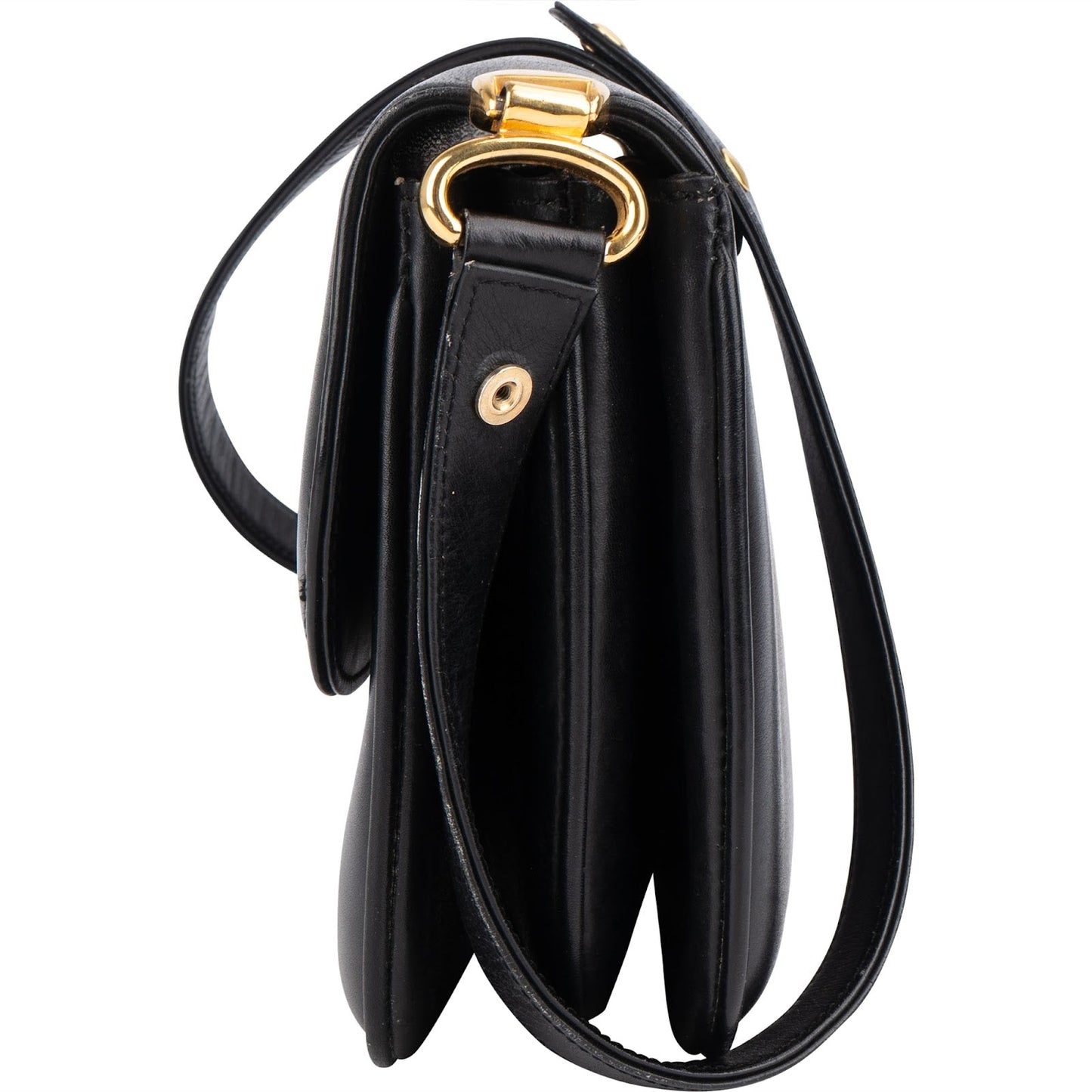 Celine Black Leather Triomphe Shoulder Bag