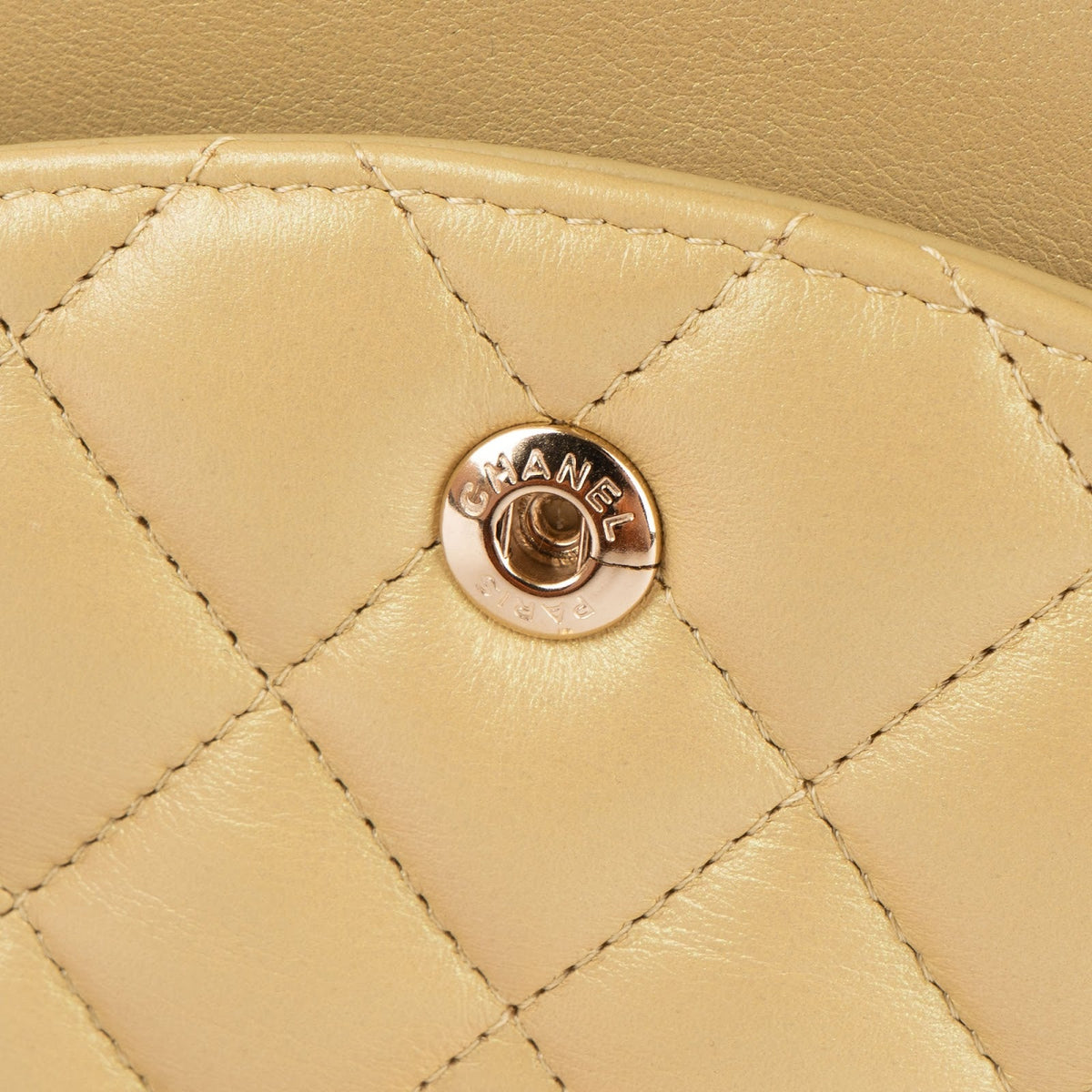 Chanel Gold Shimmering Quilted Lambskin Medium Double Flap Shoulder Bag