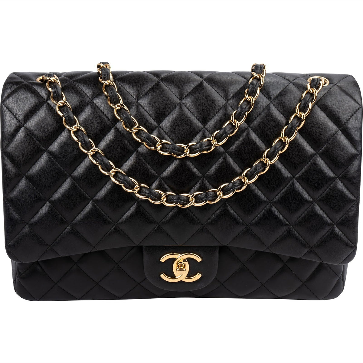 Chanel Quilted Lambskin Maxi Double Flap Crossbody Bag