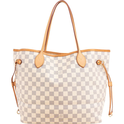 Louis Vuitton Monogram Damier Azur Canvas Neverfull MM Shoulder Bag
