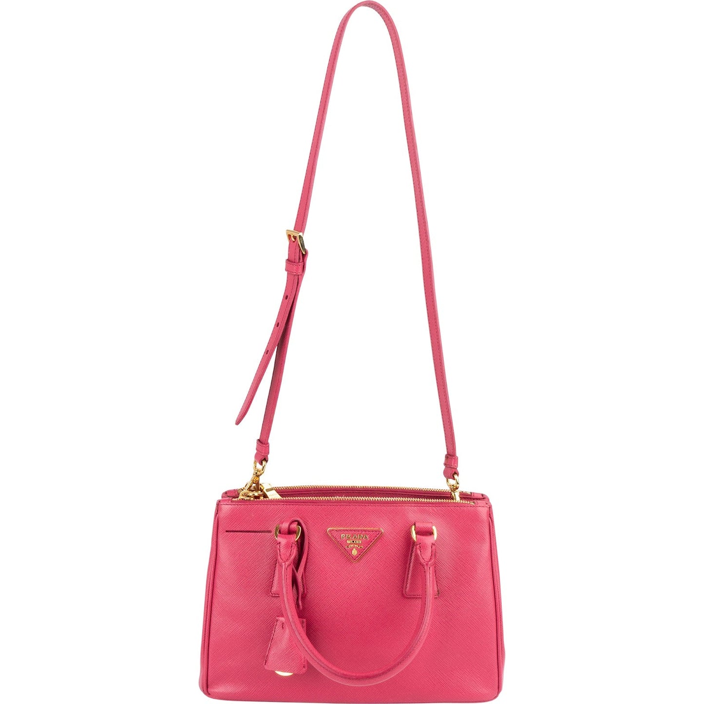 Prada Pink Saffiano Leather Small Galleria Handbag