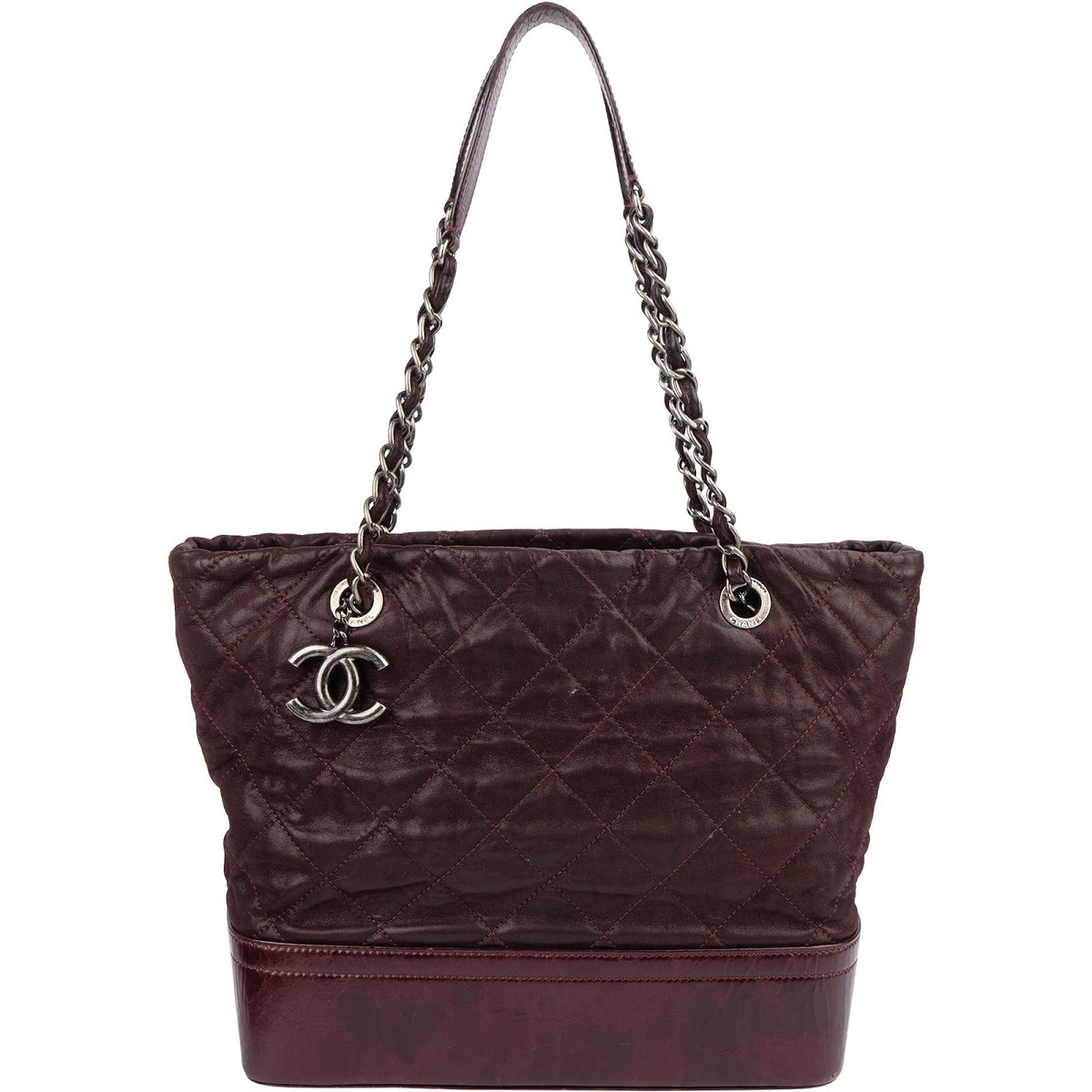 Chanel Burgundy Quilted Iridescent Calfskin Gabrielle Shoulder Bag