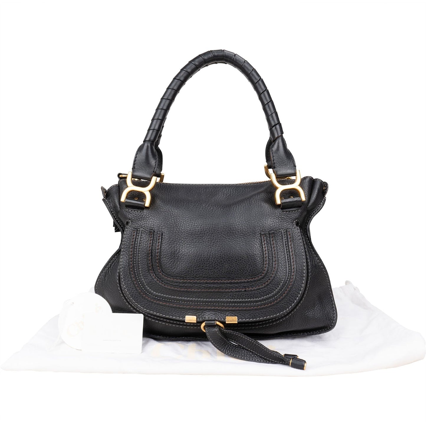 Chloé Grained Calfskin Leather Medium Marcie Satchel Handbag