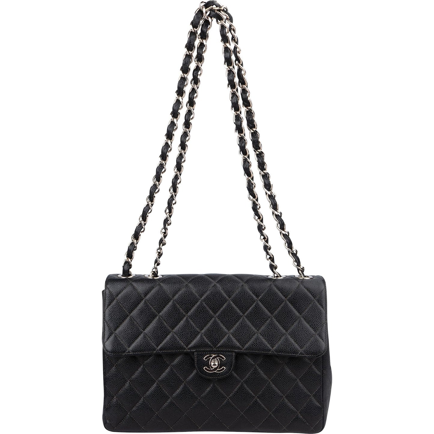 Chanel Quilted Caviar Leather Jumbo Single Flap Crossbody Bag