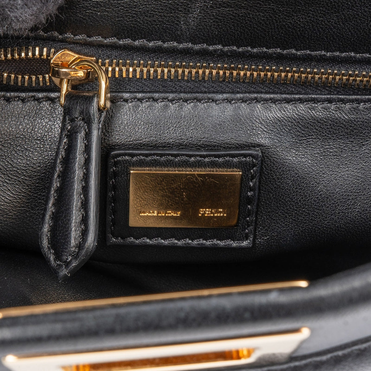 Fendi Black Leather Peekaboo Small Handbag