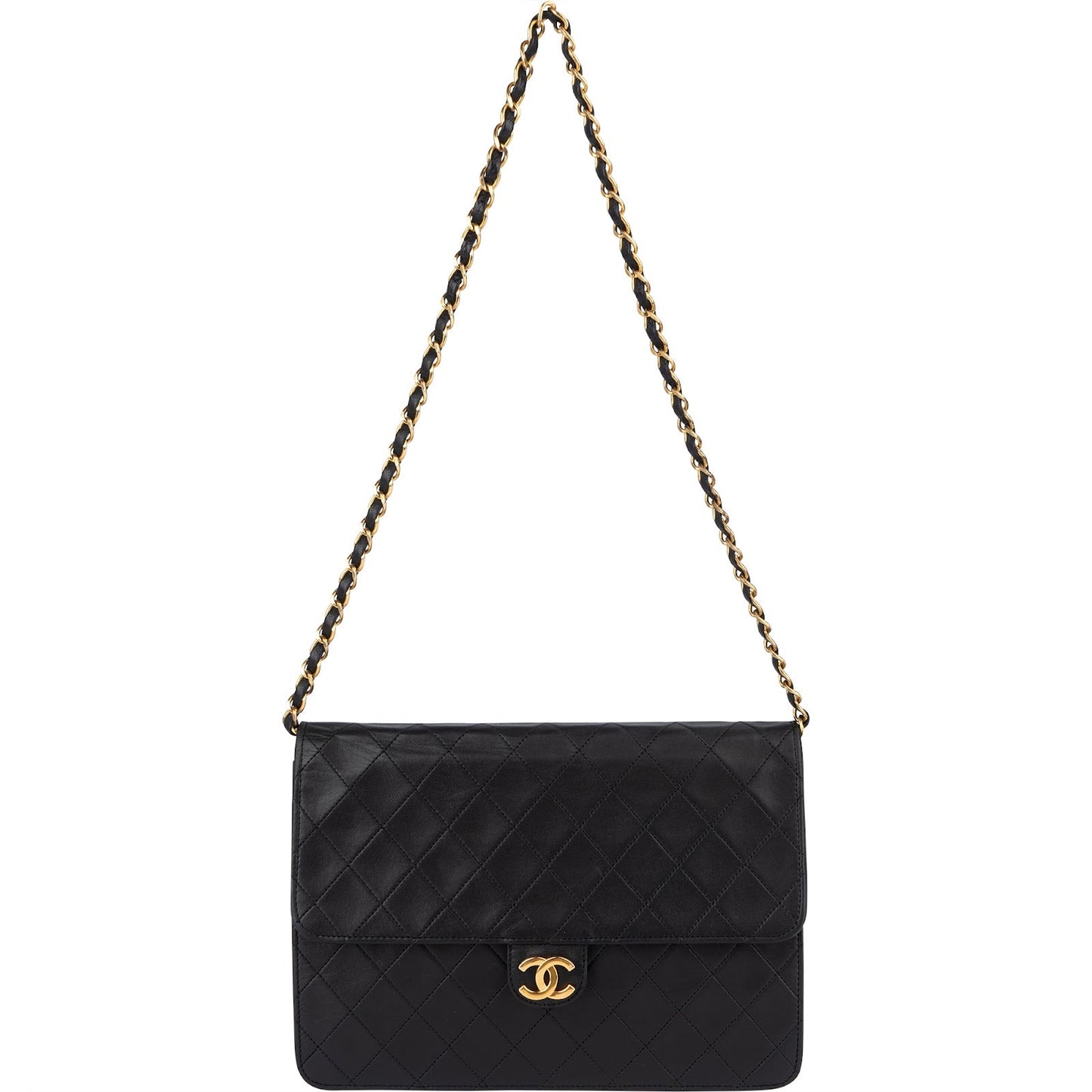 Chanel Quilted Lambskin 24K Gold Single Flap Shoulder Bag