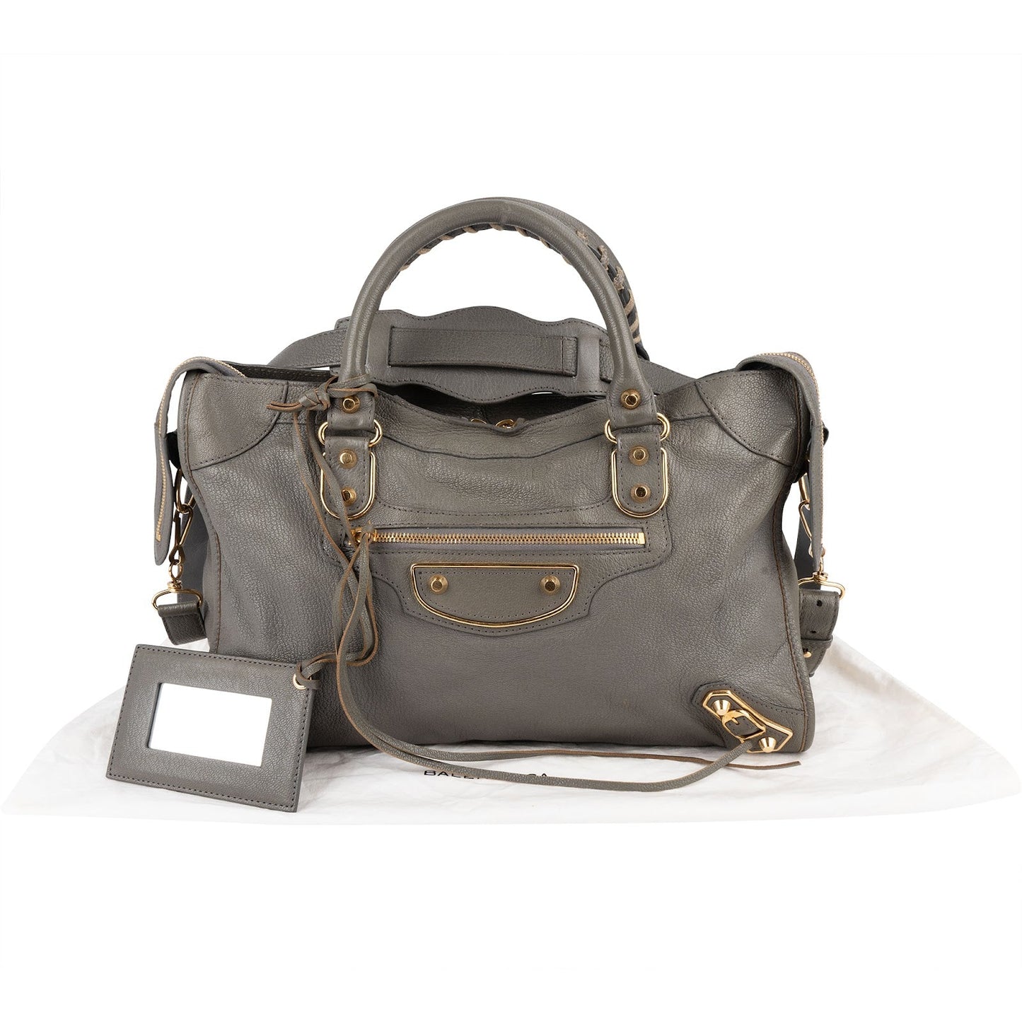 Balenciaga Grey Grained Leather City Handbag