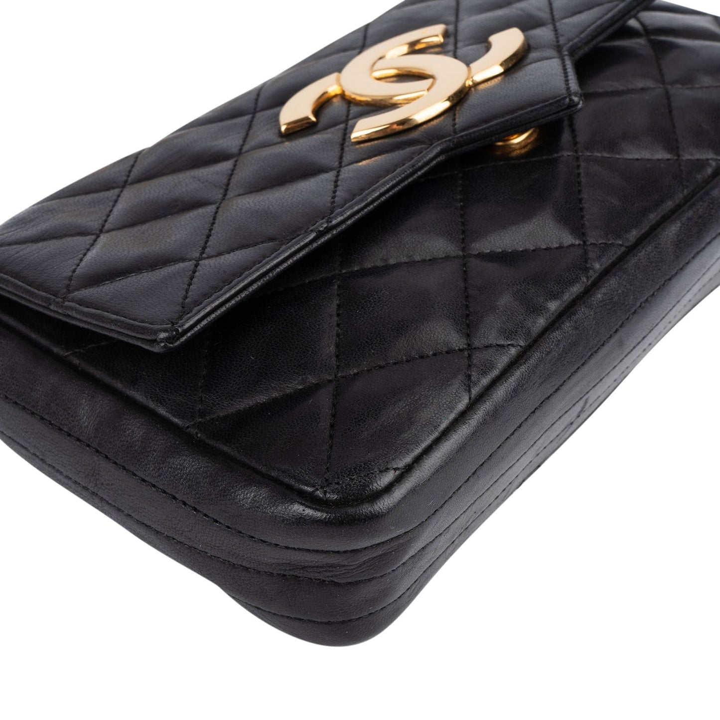 Chanel Quilted Lambskin 24K Gold Single Flap Crossbody Bag