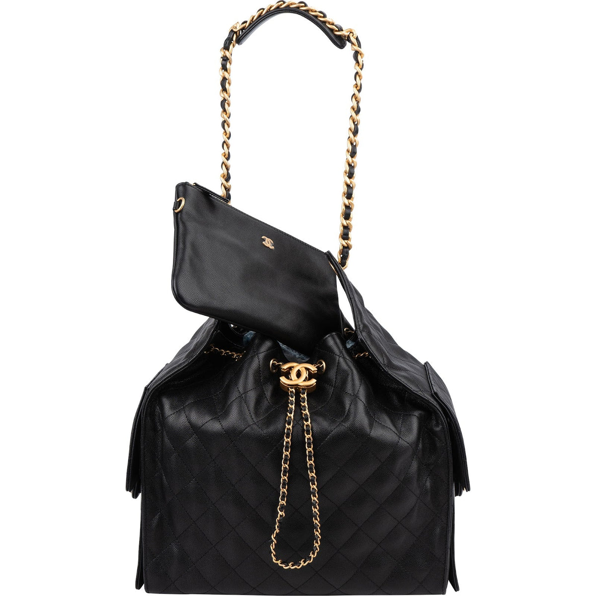 Chanel 25 Caviar Leather CC Drawstring Shoulder Bag