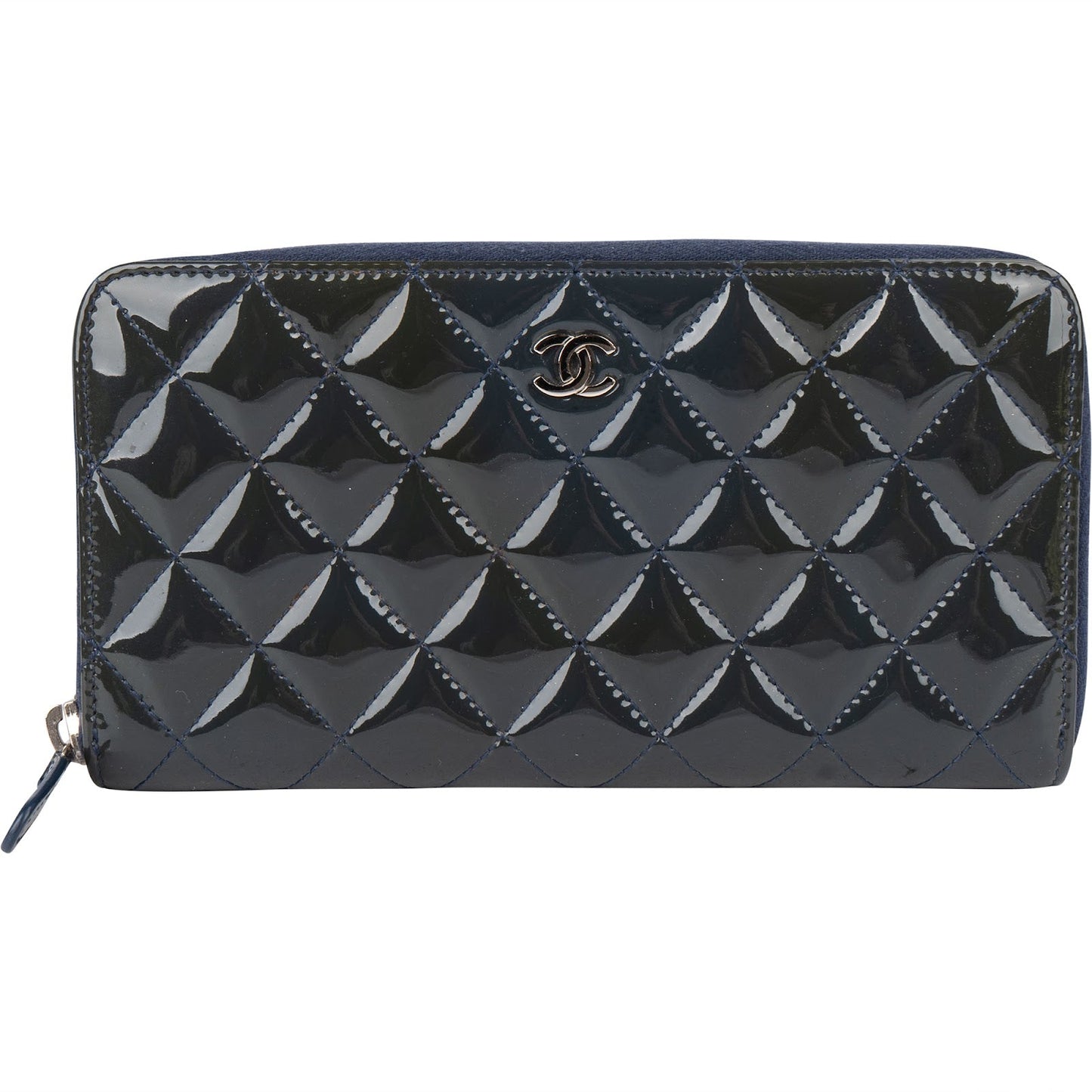 Chanel Quilted Patent Leather CC CC Wallet