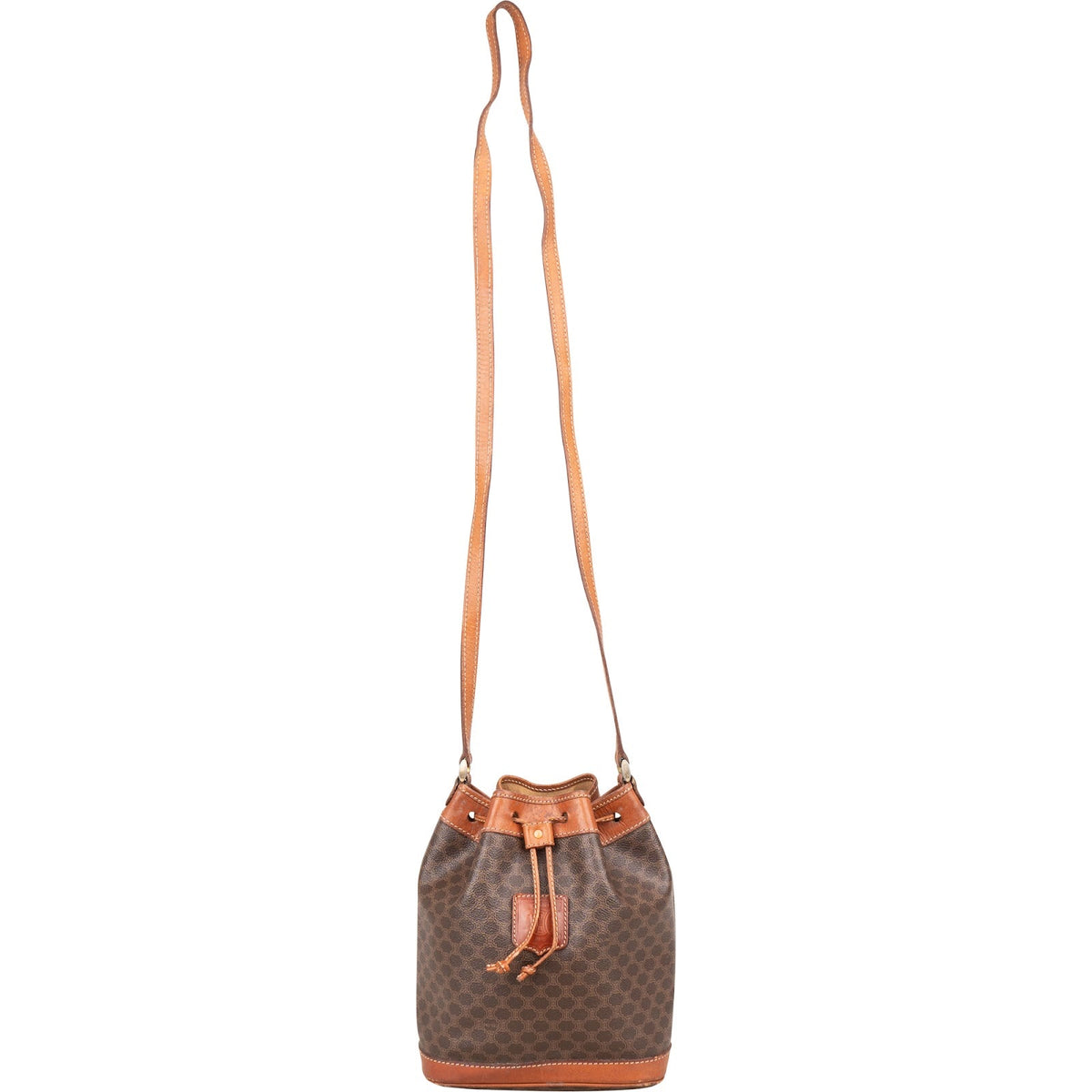 Celine Macadam Monogram Drawstring Bucket Crossbody Bag